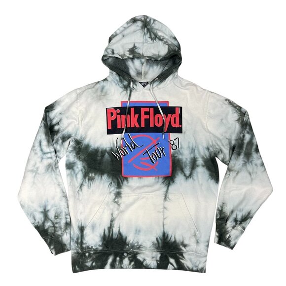 Pink Floyd Officially Licensed Hoodie Medium Gray Tie Dye 87 World Tour - Picture 1 of 7